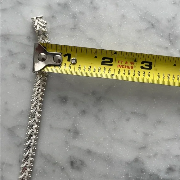 Vintage 1980s Sterling Silver 925 V Shaped Chain Link Statement Bracelet - Picture 7 of 8